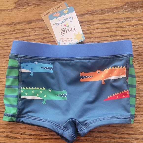 New Frugi Tidal Wave Swimming Trunks / shorts - Rainbow Crocodile- size 5-6.